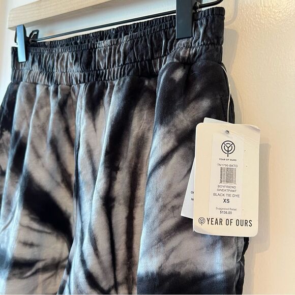 NWT Year of Ours Tie Dye Elastic Sweatpants Joggers in Black Dye XS - Picture 4 of 6